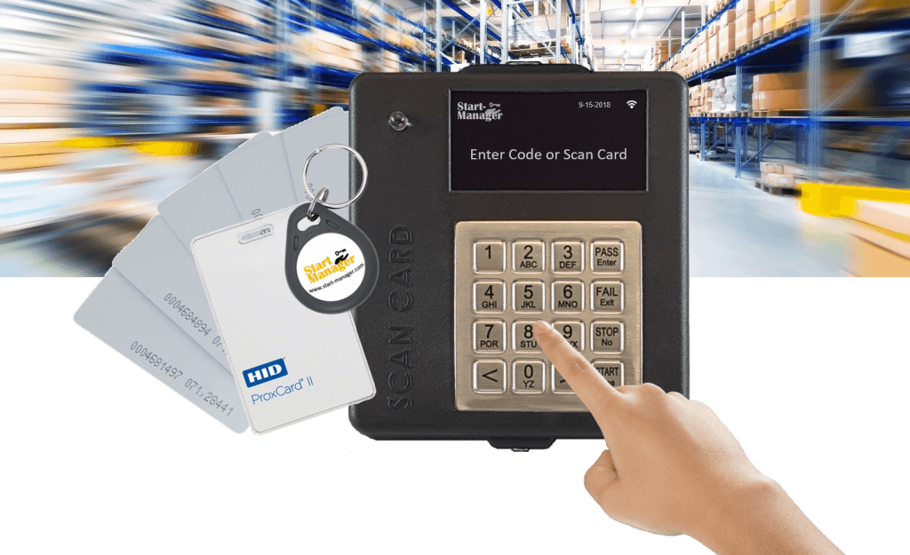 Start-Manager dual function access control with key fob and proximity cards
